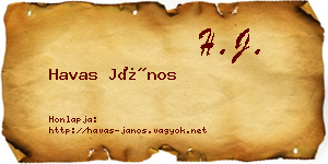 Havas János névjegykártya